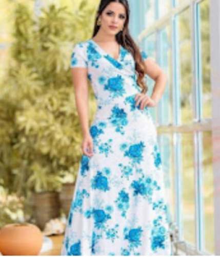 Sky Blue Printed Flower Design Kurti  by Neha Textile