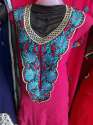 Pink Embroidered Neck Work Kurti 