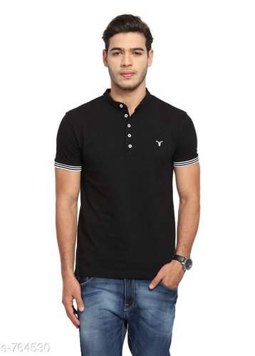 Collar Neck Mens Black tshirt 