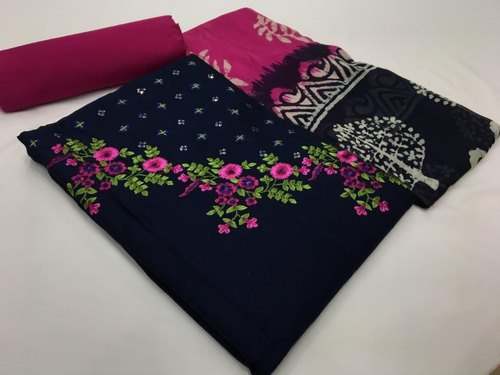 Cotton Ladies Suit Material With Chiffon Dupatta 