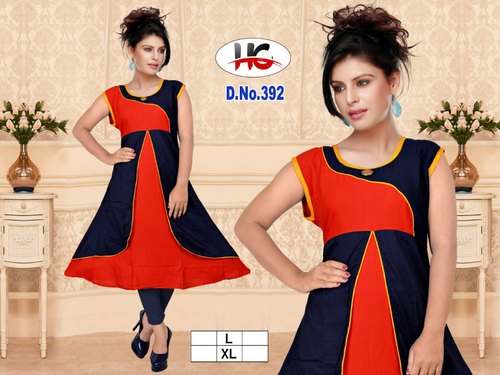 Trendy Fancy Red And Blue Kurti by Heena Creation