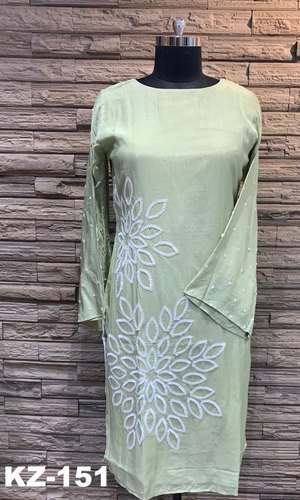 Designer Light work Muslin Kurti  by Kanusrii Designs Private Limited