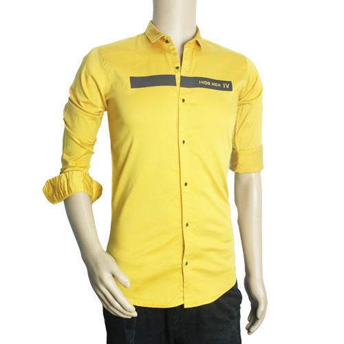 Yellow Cotton Men Shirt by Ravechi Creation