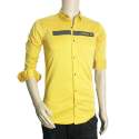 Yellow Cotton Men Shirt