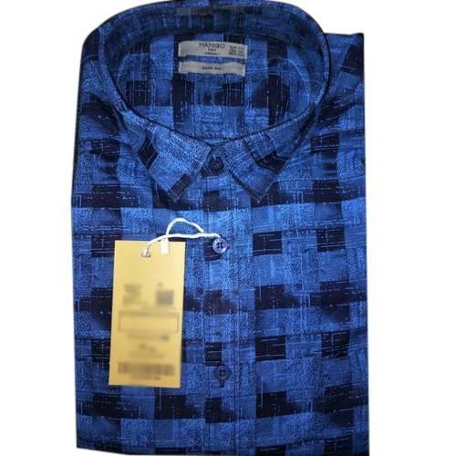 Designer Blue Checks Print Shirt  by Traco Fashion