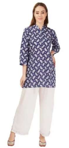 Blue Paisley designer Block Print Tunic top  by Indimoda