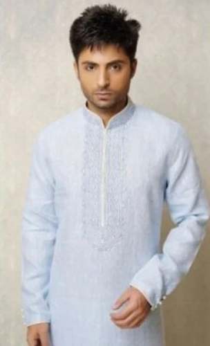 Party Wear Stand Collar Mens Kurta 