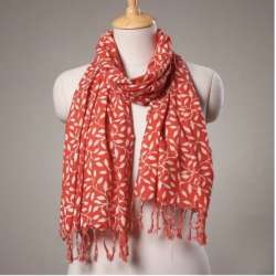 	Brown color Cotton Ladies Block Printed Stole