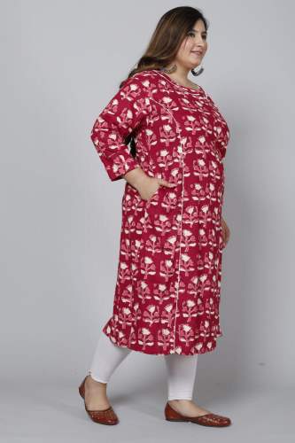 A Line Rayon Printed Plus Size Kurti For Women by Lashkarina Fashion