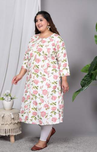 Cotton A Line Printed Kurti For Women by Lashkarina Fashion