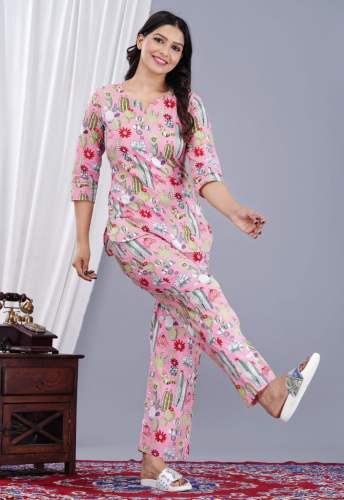 Fancy Cotton Printed Cord Set For Women