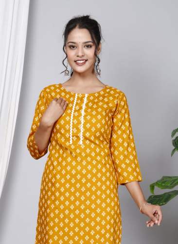 Fancy Daily Wear Straight Cut Rayon Kurti For Women