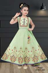 Ethnic Pista Color Kids Girls Gown 
