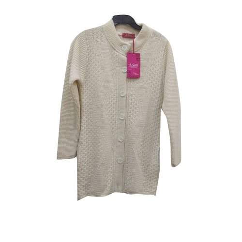 Ladies White Woolen Cardigan by J Son Doaba Hosy