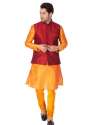 Cotton Silk Plain Kurta pajama With Jacket 