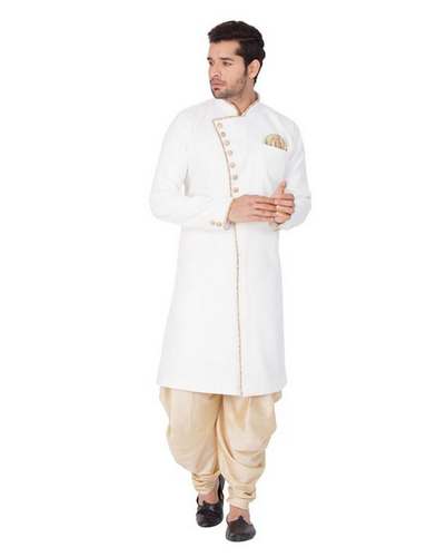 Mens Cotton Blend Sherwani Style Kurta Set by Vastramay