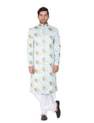 Mens Digital Printed Cotton Blend Kurta Set 