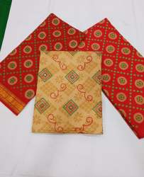 Light Bandhni Work Cotton Unstitch Suit