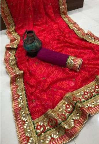 Fancy Gota Patti Bandhej Darbari Saree  by Fashion Hub