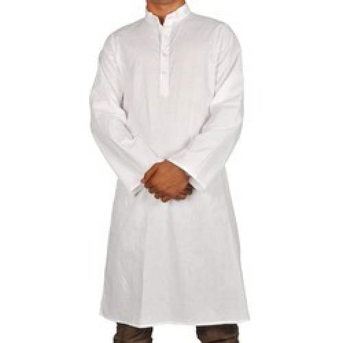 Casual Mens White Short Kurta  by Sarvodaya Trading Co 