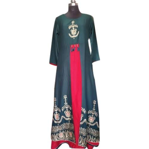 Jacket Style long Green Indo Western Kurti  by Shubham Saree Emporium