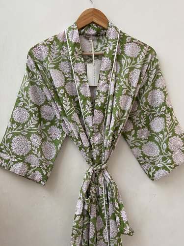 Fancy Printed Bathrobe kimono by Meera Handicraft