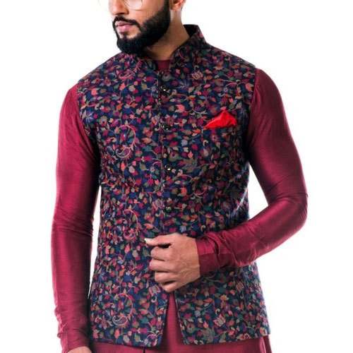 Designer Printed Mens Nehru Jacket  by Kutub Fashion