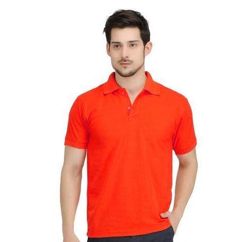 Cotton Plain Male T shirt with Collar Neck