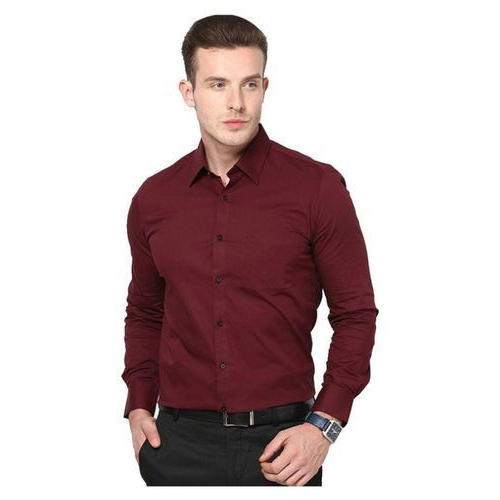 Maroon Plain Formal Mens shirt  by Keshav Global Enterprises