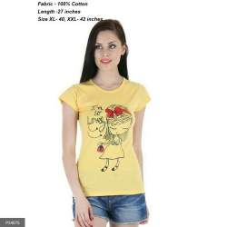 Casual wear yellow Girls T shirt 