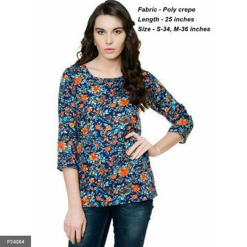 Round neck Crepe Printed Top  by Lavish Ho
