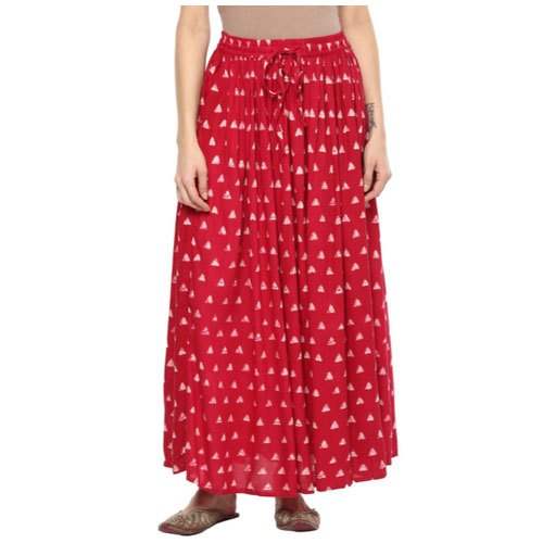 Long Designer Red Skirt  by Daisey Kart India Pvt Ltd