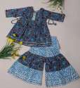 Kids Blue Color Flower Printed Sharara Set  thumb 2