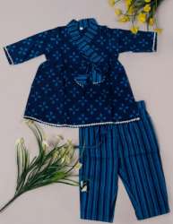 Kids Blue color Printed kurti Pant Set