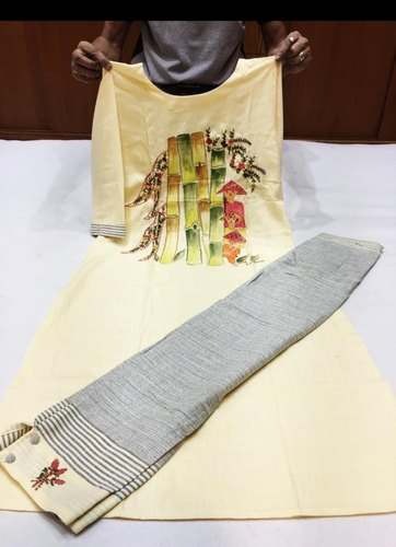 Light Yellow Printed cotton kurti