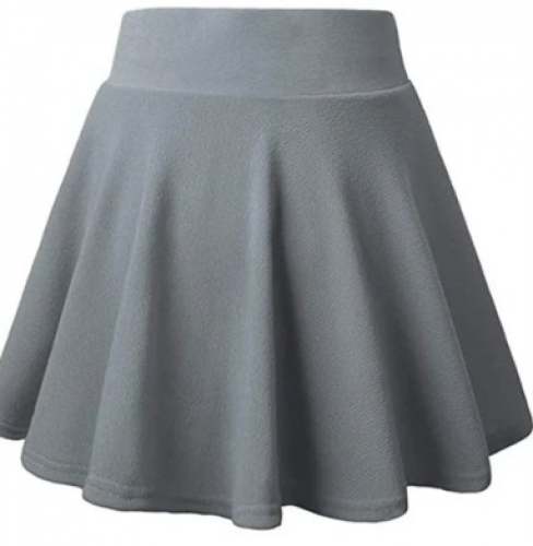 Grey Short Cotton Lycra Mini Skirt  by Deltin Hub