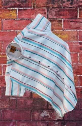 Half Sleeve Striped Design Men Shirt 