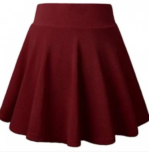 Maroon Plain Cotton Lycra Mini Skirt by Deltin Hub