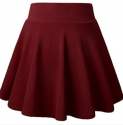 Maroon Plain Cotton Lycra Mini Skirt