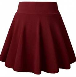 Maroon Plain Cotton Lycra Mini Skirt