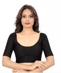 Stretchable Cotton Lycra Black Readymade Blouse