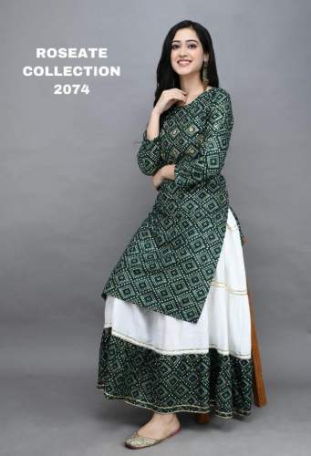 KURTI WITH SKIRT by Grow More Fashion
