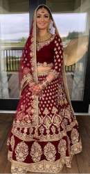 Embroidered Stone work Velvet Lehenga Choli