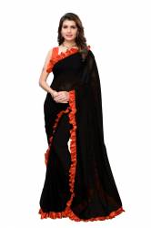Fancy Ruffle Lace Plain Saree