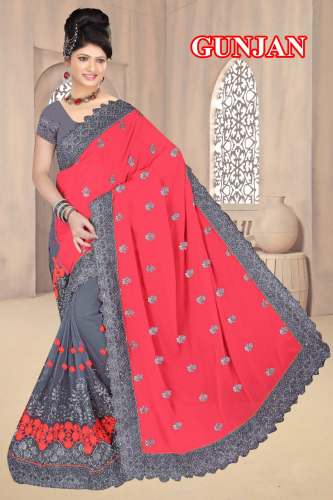 Fancy lace Border Half n Half Saree by Navya Designer