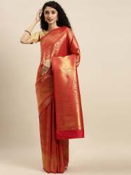 Women's red kanjivaram silk pure zari saree