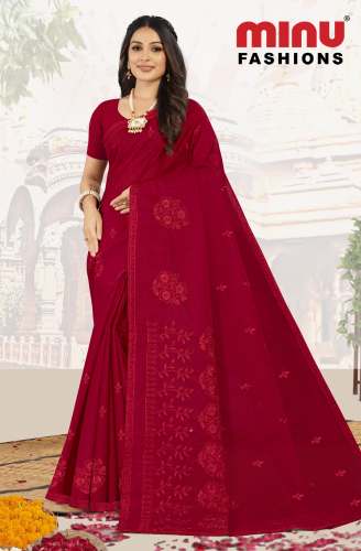 Cream Roll EMB Saree by MINU