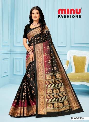 Minu Tant Black Saree by MINU
