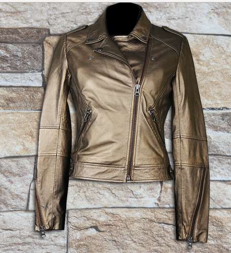 Copper Shining Leather Jacket