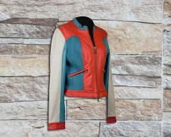 Multi Color Short Leather Jacket